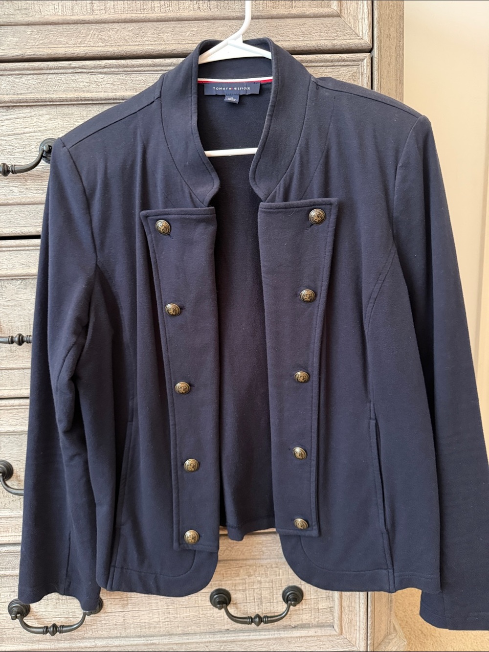 Tommy Hilfiger Navy Military-Style Blazer with Gold Buttons